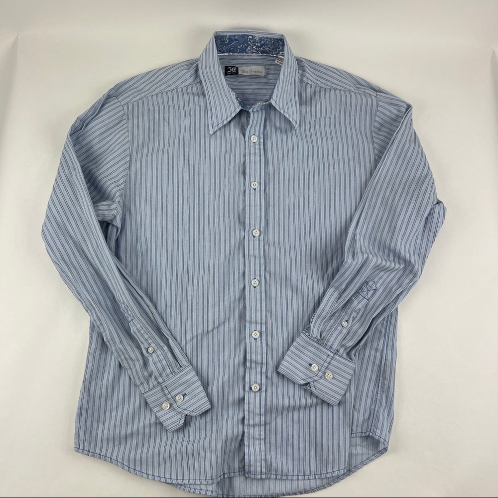 Los Angeles Dress Shirt Mens Large Blue Striped Long Sleeve